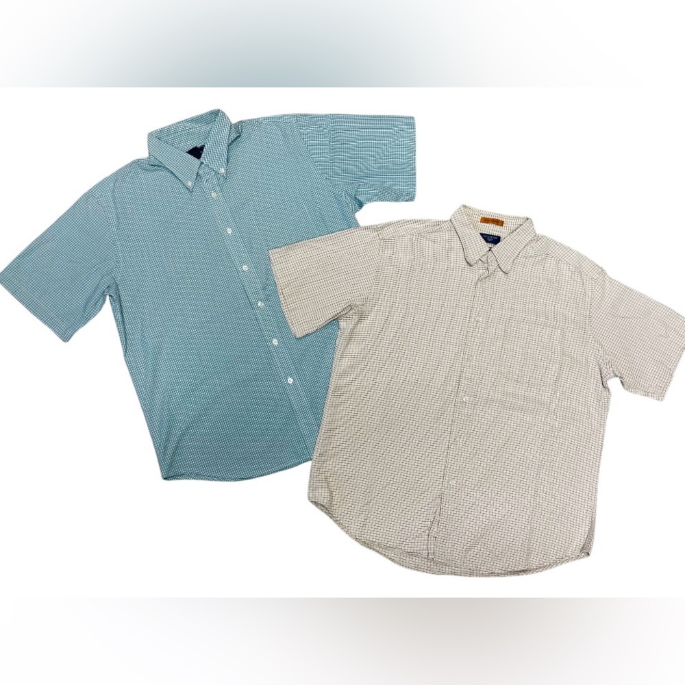 Lot of 2 DOCKERS BUTTON UP SHIRTS size Large plaid check career tops